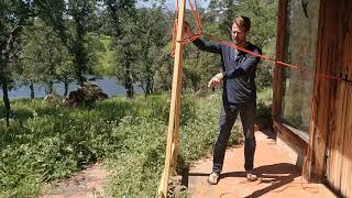 Slackline hang frame rigging using whoopie-extendable anchors