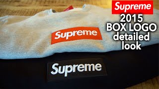 Authenticating Supreme Box Logo Crew Neck 2015 in Black and Grey | wash tag wear signs