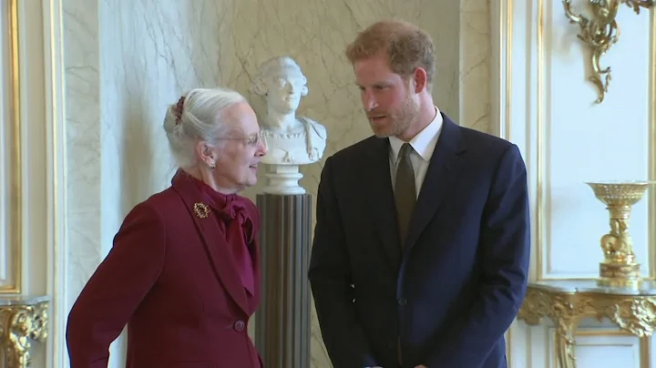 Prince Harry meets the Queen of Denmark on first o...