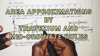 Area approximation by Trapezoidal rule andMid-ordinate rule  #trapezium rule