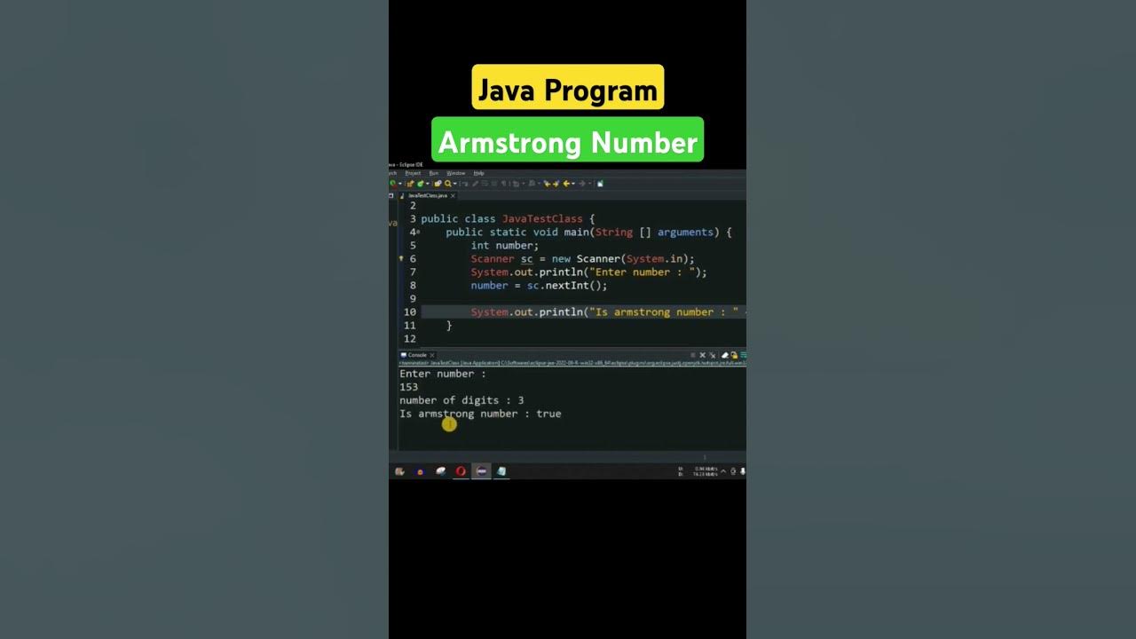 Java Program - Armstrong Number in Java #javatutorial - YouTube