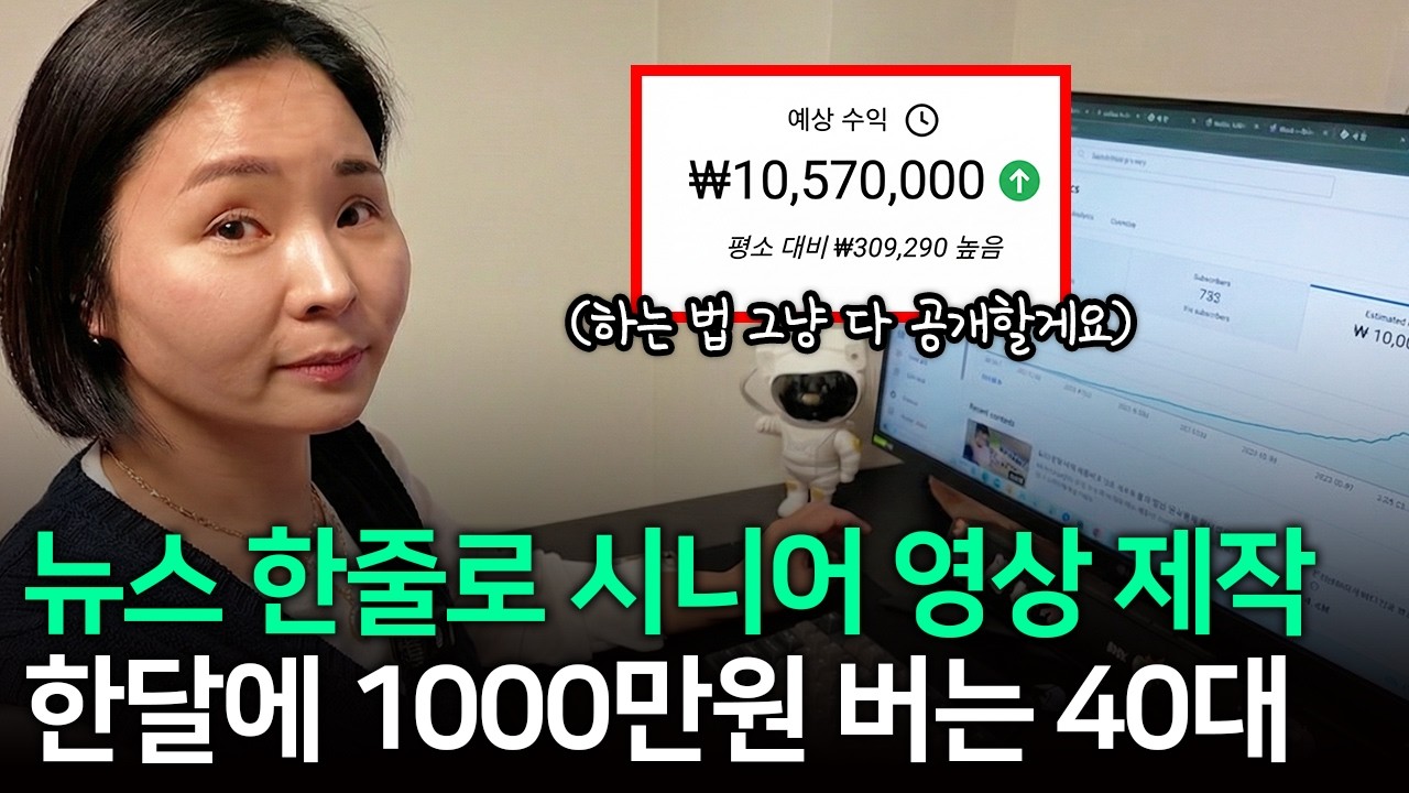 AI로 하루 30분만에 만든 영상으로 월 1000만원 버는 40대 여성