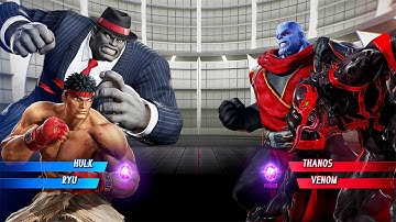 Hulk & Ryu VS Venom & Thanos (Very Hard) - Marvel vs Capcom | 4K UHD Gameplay
