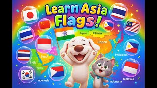 ✨ Sing along with our cute dog and cat as we learn Asia’s flags.Perfect for kids aged 3–5.🎵 screenshot 3