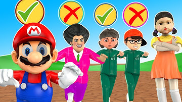 Squid Game (오징어 게임) - Scary Stranger 3D Rescue Trying Honeycomb Candy Shape Challenge Super Mario