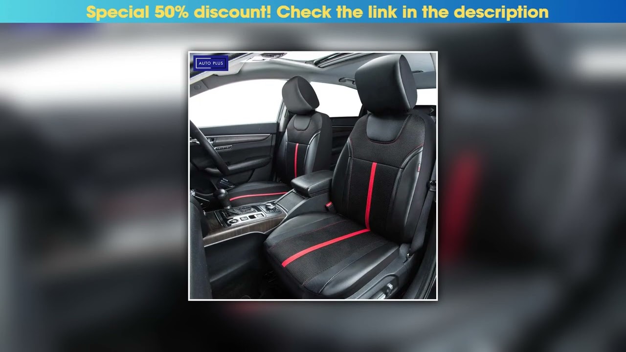 Discount AUTO PLUS Sporty Carbon Leather Universal Car Seat Cover with Zipper Design Fit for Suvs,•
