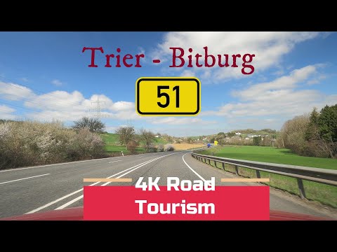 Driving Germany: B51 Trier - Bitburg - 4K drive from Moselle Valley to The Eifel Mountains