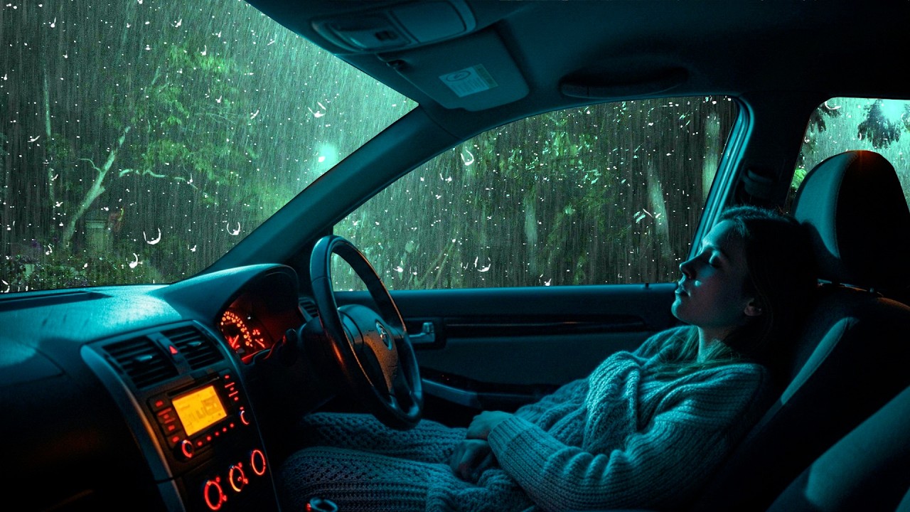 Soothing Rain & Thunder on Cozy Car Ambience 🌙 | White Noise for Fast Sleep & Stress Relief