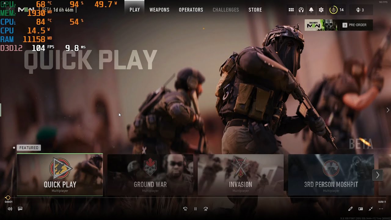 CoD Modern Warfare 2 Beta on GTX 1650 ryzen 5 3550h all settings