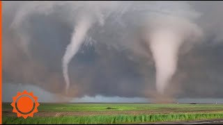 WATCH: Twin tornadoes tear through Colorado fields | AccuWeather