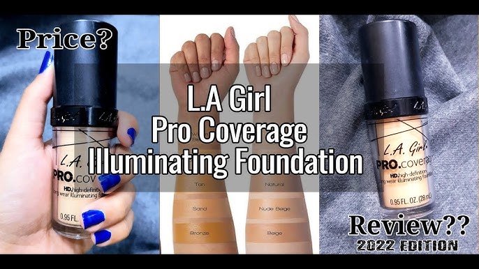 L.A. Girl PRO.Coverage HD Long Wear Illuminating Liquid Foundation, Bronze - 0.95 oz bottle