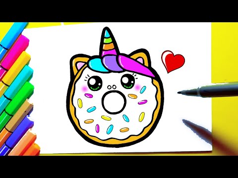 DONUT FOFO Como desenhar Donut Panda Unicórnio Kawaii ❤ Desenhos