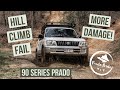 90 SERIES PRADO AT SWAN GULLY 4X4 PARK, SCENIC RIM. HILL CLIMB 4X4 FAIL