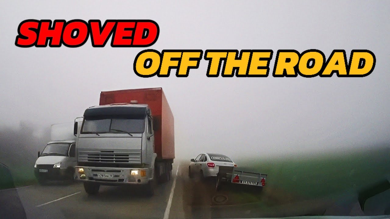 Driver Gets Forced Off the Road in Terrifying Near Disaster - YouTube