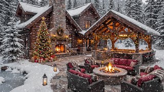 Peaceful Winter Outdoor Jazz Ambience | Smooth Jazz Music and Fireplace Sounds for Relaxation screenshot 4