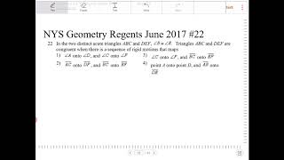 NYS Geometry Regents June 2017 question 22