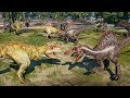 10 Giganotosaurus vs 10 Spinosaurus - Jurassic World Evolution (4K 60FPS)