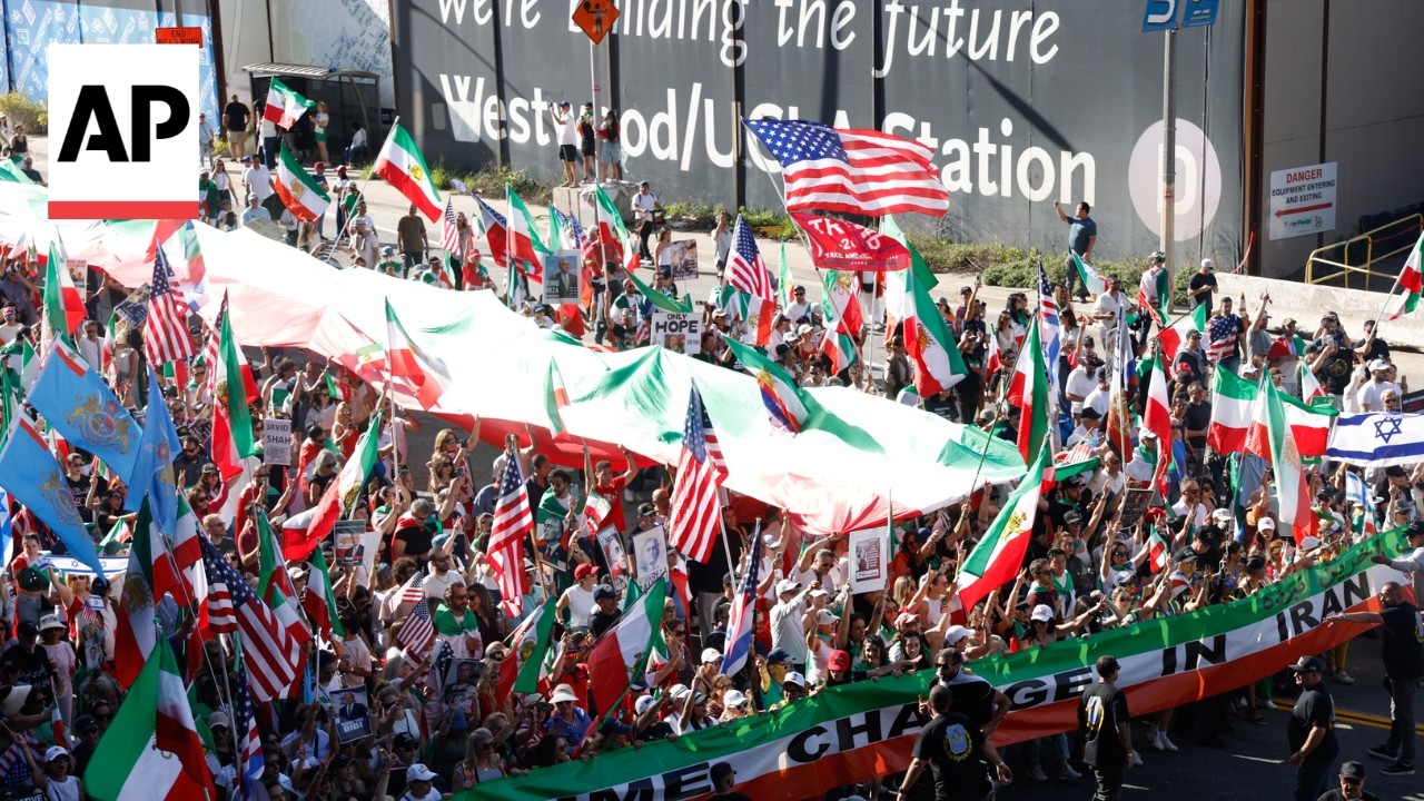 Thousands rally in Los Angeles in support of Iranians