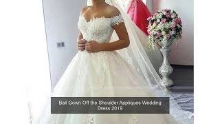 Ball Gown Off the Shoulder Appliques Wedding Dress 2019
