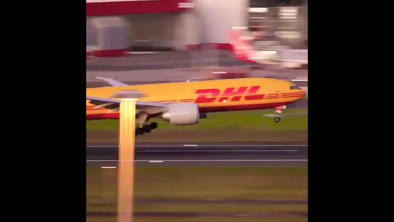 DHL Cargo ️ Approach On the Runway Airport Landing #Shorts - YouTube
