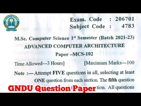 Gndu Msc Computer Science 1st Semester Advanced Computer Architecture ...