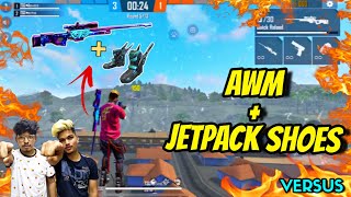 FREE FIRE || ONLY AWM   JETPACK SHOES IN CLASH SQUAD CHALLENGE || CRAZY MODE LIVE REACTION||. TSG