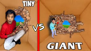 Tiny vs Giant 100 Layers Cardboard Box Challenge  *TRAPPED INSIDE CHALLENGE*