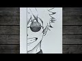 كيف ترسم ساتورو غوجو خطوة بخطوة للمبتدئين رسم انمي جوجوتسو كايسن تعليم الرسم للمبتدئين 