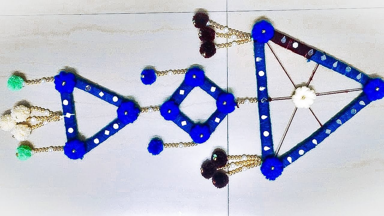 DIY Beautiful Wall Hanging | Easy Handmade Home Decor Craft | Triangle Pom Pom Hanging #diy