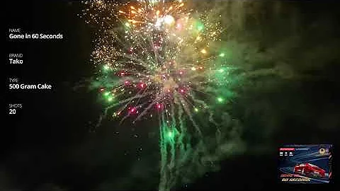 Gone in 60 Seconds - 20 shot 500 Gram Cake - Tako Pyrotechnics