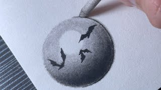 How to draw a Moonlight scenery using oil pastel - step by step very easy!
