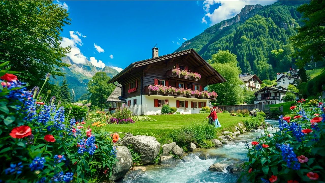 Утренняя суета в городе Интерлакен, Швейцария🇨🇭Летняя прогулка по швейцарскому городу