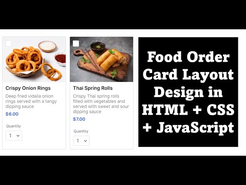 Food Order Card Layout in HTML CSS and JavaScript | ASP.NET CORE