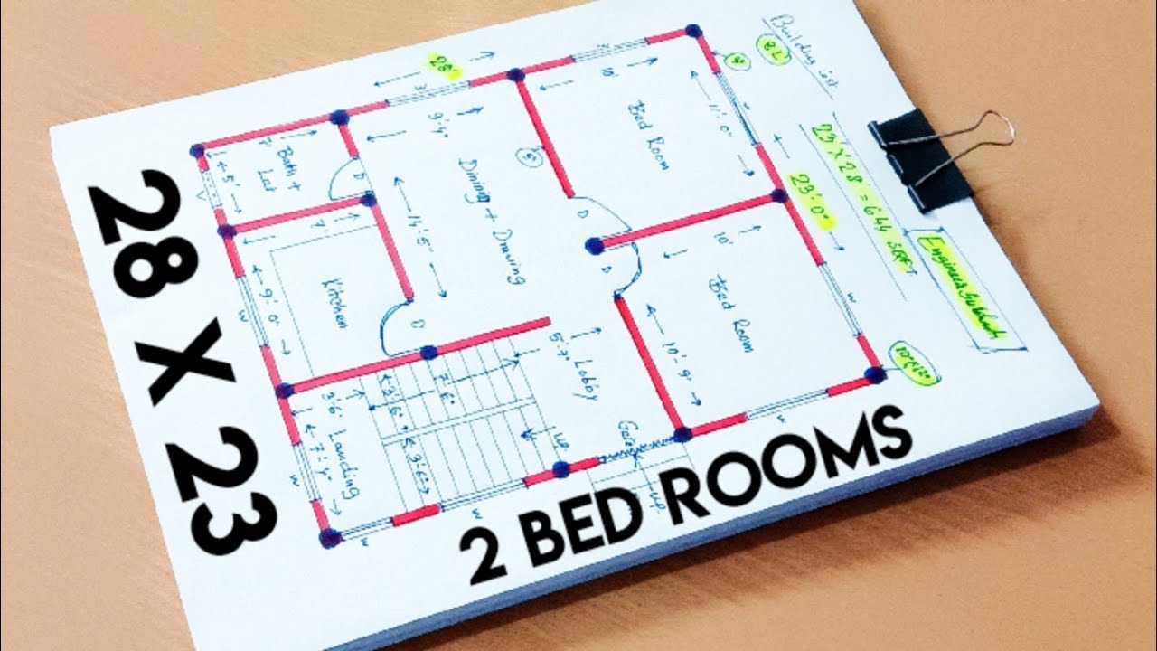 28 x 23 small village house plan II 28 x 23 ghar ka naksha II 2 bhk house plan