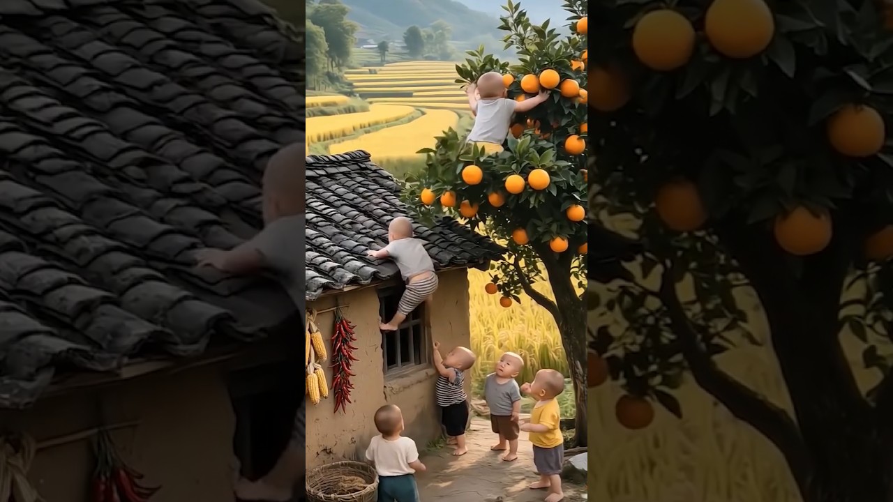 Naughty Kids Stealing Fruits from the Tree!
