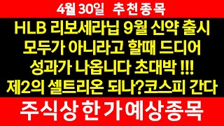 4월30일 위너스TV 주식 추천주 - HLB 리보세라닙 9월 약 출시된다 실체가있다 초대박 아닌가, 지금 주가는 너무나 싸다