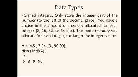 Octave Tutorial 32 - Data Storage, Part 1 (Data Types)