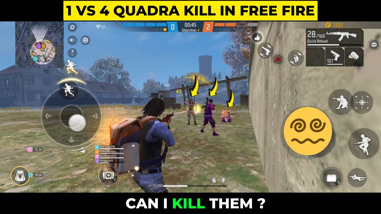1 vs 4 Quadra Kill in Free Fire | Free Fire Clash Squad Gameplay - YouTube