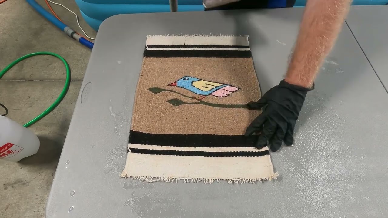 Hand Washing This Vintage ZAPOTEC Hand Woven Wool Rug Bird Weaving See How we Did it