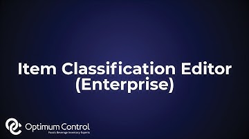 Item Classification Editor (Enterprise) | Optimum Control