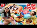 24 JAM MAKAN DI DALAM KOLAM RENANG DEPAN RUMAH - Part 1 | Vlog & Drama Lucu | CnX Adventurers