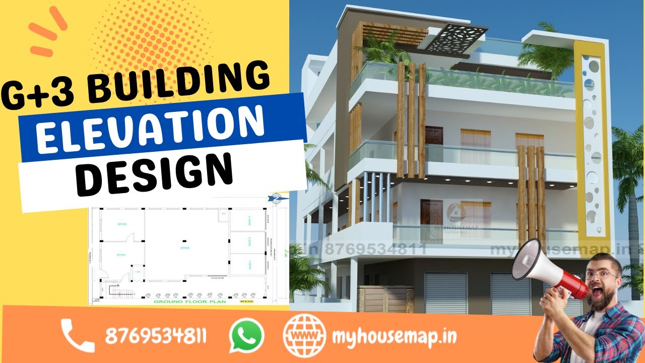 g+3 front elevation design | commercial cum residential | 4 floor ...