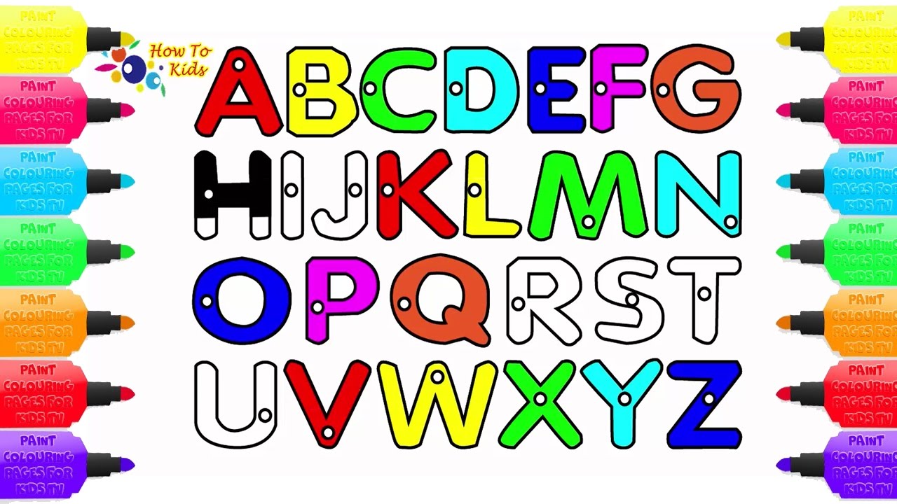 Learn colors for kids with Alphabets ABC Drawing and