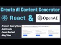 Create AI Content Generator with Reactjs GPT-3 OpenAI API