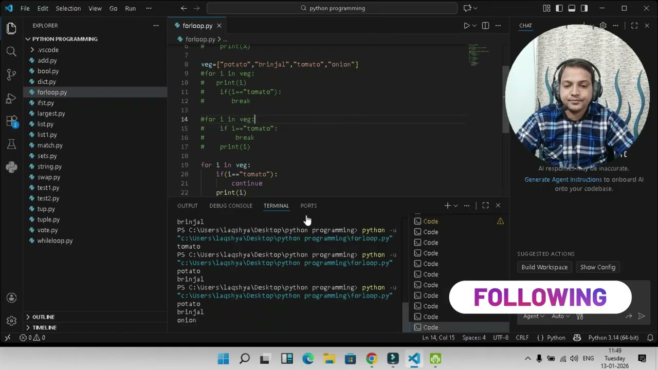 Python Class-13 | for Loop & range() Function in Python | Looping Statements | Laqshya OnlinTraining