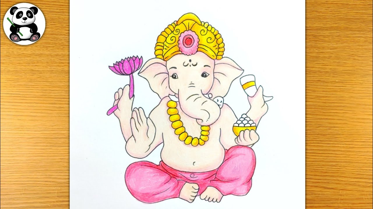 Buy Ganesh canvas art Handmade Painting by SANTOSH KUMAR YALAMANCHILI.  Code:ART_8700_68684 - Paintings for Sale online in India.