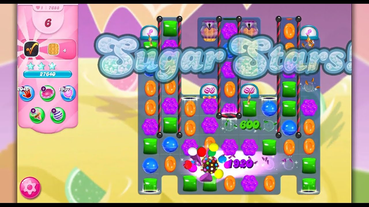 Candy Crush Saga 7688 no boosters, sugar stars YouTube