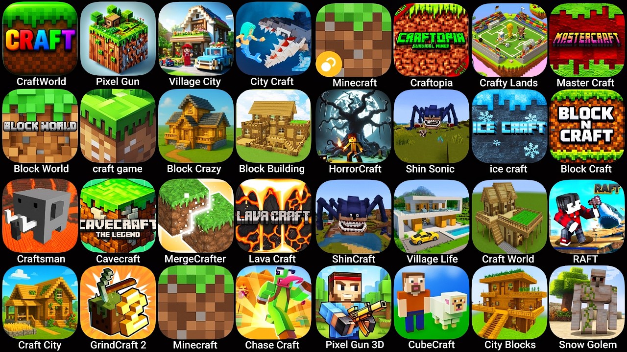 Minecraft,Pixel Craft,Craftsman,Pixel Gun 3D,Ice Craft,ShinCraft