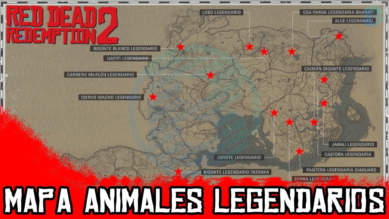 Red Dead Redemption 2 Mapa de todos los animales legendarios. Bauer