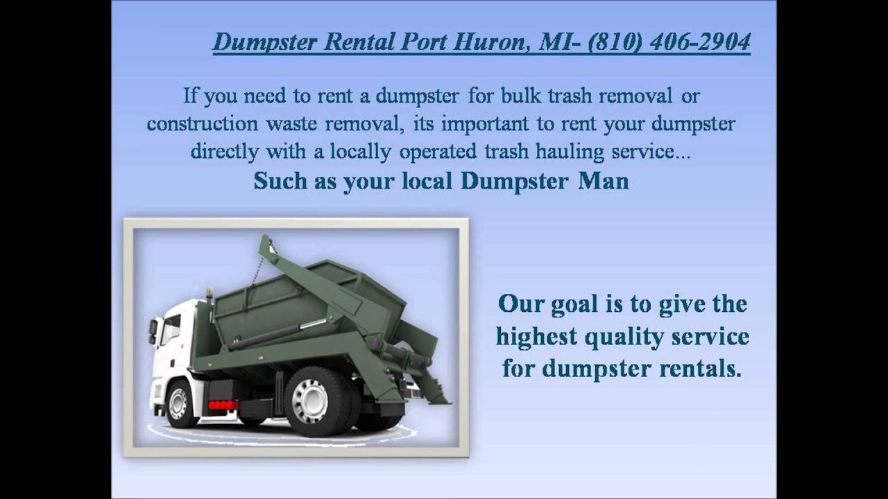 Dumpster Rental Port Huron 8104062904 YouTube